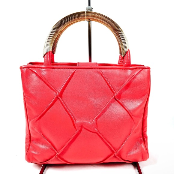 Fendi Pasta Red Leather Mini Handbag with COA EUC - Picture 1 of 15